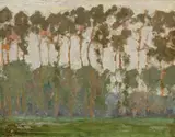Poplars by E. Phillips Fox, oil on wood panel, sold Nov 2017