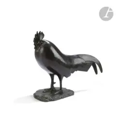 Coq dormant, modèle créé avant [1914], notre by François Pompon, Épreuve en bronze à patine noire, sold May 2025