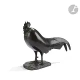 Coq dormant, modèle créé avant [1914], notre by François Pompon, Épreuve en bronze à patine noire, sold May 2025