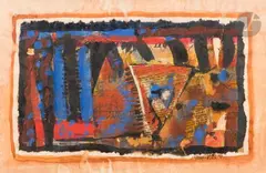 Sans titre by Georges Noël, 1956, Gouache et collage (papier journal) sur papier, sold May 2025