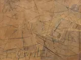 Palimpseste by Georges Noël, 1962, Technique mixte (acétate de polyvinyle, sable, pigments) et collage (papier) sur toile, sold May 2025