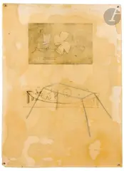 Composition by Fabrice Hyber, 1991, Encre, crayon, feutre et résine époxy sur papier, sold May 2025