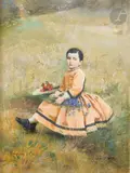 Emma Calvé à six ans by Basile Lemeunier, 1800, Gouache, sold May 2025