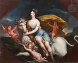 L'Enlèvement d'Europe by Louis Ferdinand Elle, Toile, rectangulaire, à vue octogonale Porte une inscription sur le châssis " Mme de Monte, sold Apr 2025