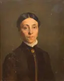 Portrait de femme aux pendants d'oreilles by Jacques Gustave Hamelin, Toile d'origine, sold Apr 2025