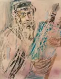 Homme à la Torah by Maurice Arama, 1966, Gouache, sold Apr 2025
