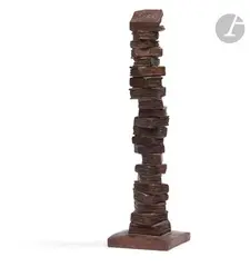 De Aleph à Tav, empilement de livres by Myriam Franck, Épreuve en bronze patiné, sold Apr 2025