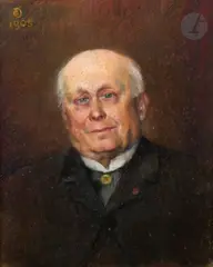 Portrait du Premier président de la Cour de cassation, Alexis Ballot-Beaupré by Octave André Joint-Lambert, 1905, Pastel sur papier vergé, sold Apr 2025