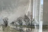 Arbres au bord du canal by Joseph-Marie Le Tournier, Aquarelle et fusain, sold Sep 2023