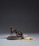 Jiji et Gisèle by Pierre-Jules Mêne, Bronze d'édition à patine brune, sold Jun 2023