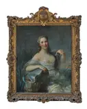 Portrait de dame en source by Louis-François-Richard Dupont de Montfiquet, Toile (Restaurations anciennes, cadre très accidenté, sold May 2023
