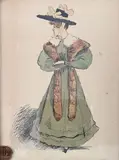 Une grisette by Henry Monnier, Aquarelle, plume et encre noire (Taches brunes, papier piqué, sold May 2023