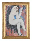 Nu assis by Ion Vlad, Aquarelle gouachée, sold May 2023