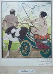 Torpédo 1/2 hp ; En rodage by Joseph Kuhn-Régnier, Aquarelle, sold Apr 2023