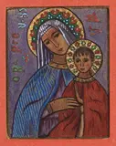 Vierge à l'enfant, Ora pro Nobis by Charles Filiger, 1894, Gouache sur fond d'impression de la collection «L'imagier» d'octobre, sold May 2021