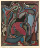 Les louveteaux d'octobre by Mihail Chemiakin, 1973, Gouache sur papier, sold May 2021