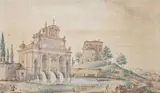 La fontaine de l'Acqua Paola au Janicule à Rome by Victor-Jean Nicolle, Plume, aquarelle, sold May 2021