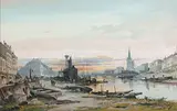 Vue présumée de la Seine à Paris by Eugène Galien-Laloue, vers 1870, Gouache, sold Oct 2020