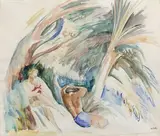 Personnages près d'un arbre by Adolphe Milich, Aquarelle, sold Oct 2020