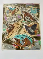 Composition by André Masson, Lithographie en couleur, sold Jun 2021