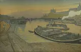 Péniches sur la Seine by Henri Rivière, Lithographie (tâches et déchirures), sold Jun 2021