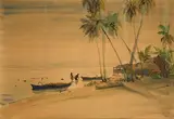 Plage à Tahiti by Luc-Marie Bayle, Aquarelle signée en bas à droite, sold Jun 2021