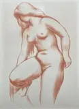 Femme nue debout by Louis Dideron, Sanguine signée en bas à droite, sold Jun 2021