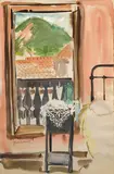 Fenêtre ouverte sur la campagne by Jean Launois, Aquarelle, sold Jun 2021