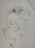 Deux femmes nues, l'une assise, l'autre debout by Pierre Tal-Coat, Crayon gris signé en bas à droite, sold Jun 2021