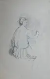 Femme assise le visage tourné vers la droite by Pierre Tal-Coat, Crayon gris et estompe, sold Jun 2021
