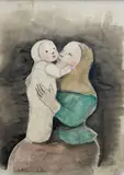 Maternité by Madeleine Luka, Aquarelle signée en bas à gauche, sold Jun 2021