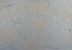 Composition by Luis Feito, Gouache sur papier signée en bas à droite (petits accidents), sold Jun 2021