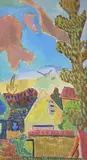 Paysage by Louis Latapie, Gouache sur papier marouflé sur toile, sold Jun 2021