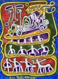 Voiture et personnages by Yvon Taillandier, Gouache, sold Jun 2021
