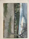 Paysage aux arbres by Georges Benville, Gouache sur papier, sold May 2021