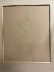 Couple by Ram Rischmann, Crayon sur papier signé en bas à droite, sold May 2021