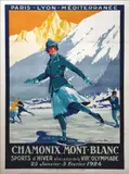 La patineuse by Roger Soubie, Affiche entoilée en couleur réalisée pour le PLM à l’occasion des premiers (traces de pliu, sold Mar 2021