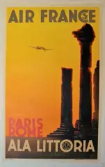 Air France - Paris Rome" (c.1935) by Albert Solon, Affiche en couleur entoiléé, sold Feb 2021