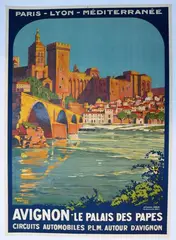 Paris Lyon Méditerrannée Avignon - le Palais des Papes" by Roger Broders, 1922, Affiche en couleur entoilée, sold Feb 2021
