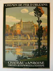 Château d'Amboise by Constant Léon Duval, Affiche en couleur entoilée, sold Feb 2021