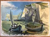Bateaux à marée basse by Camille Hilaire, Lithographie en couleur, sold Feb 2021