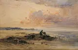 Pêcheurs en Bretagne by Jules Achille Noël, 1870, Aquarelle signée en bas à droite et datée, sold Jan 2008