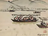 Barques by André Claudot, 1930, Encre et aquarelle signée, sold Sep 2024