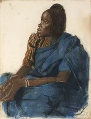 Femme arabe Ouled-Gopo (Fort-Lamy) by Alexandre Jacovleff, Pastel sur papier collé sur carton, sold Sep 2024