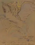 Pégase by Émile Antoine Bourdelle, 1923, Encre et aquarelle signée, sold Sep 2024