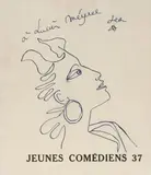 Tête de profil by Jean Cocteau, Encre sur traits de crayon signé et dédicacé à Lucien Meyrel en haut, sold Sep 2024