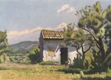 Masure dans un paysage by Charles Guilloux, Pastel signé en bas à gauche, sold Sep 2024