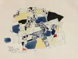 Composition Pont sur l'Ain, 21 août 1960 by Natalia Dumitresco, Encre et aquarelle signée, sold Sep 2024