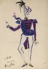 Etude de costume by Christian Bérard, Aquarelle gouachée signée en bas à gauche et dédicacée, sold Sep 2024