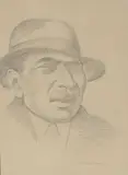 Portrait d'homme au chapeau by Henryk Berlewi, Crayon et estompe signé et daté, sold Sep 2024